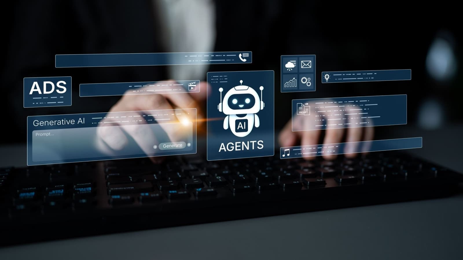 A marketer generating every Google Display ad size from a single prompt with an AI ad generator.