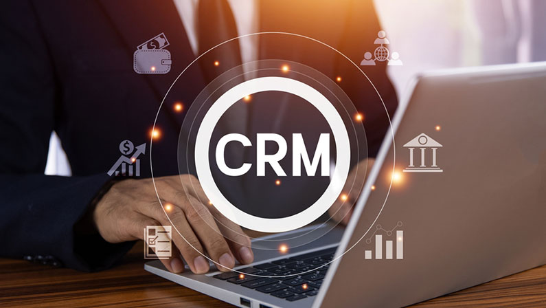 CRM Customer Relationship Management concept, Businessman using CRM software for business marketing, Customer management.