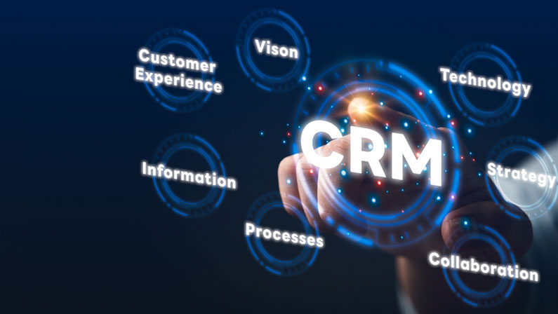 CRM software automation technology.business use AI smart technology sales reports recording the sale of goods and making tax invoice. Robotic Process Automation RPA.